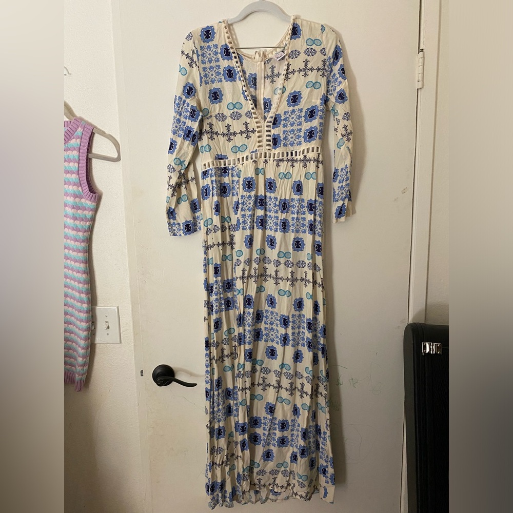 Beautiful Blue floral Dress with cuts .